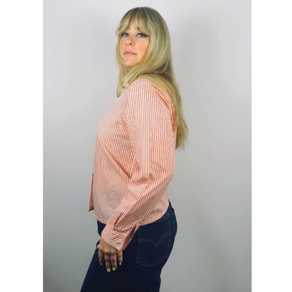 Vintage 1980’s ‘Separate Sensations’ Cotton Dress Shirt in Red Stripes - M - Picture 6 of 8